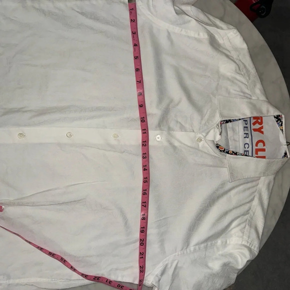 Bugatchi Shaped Fit Short Sleeve Shirt Large - white leaves stitching - Picture 9 of 12